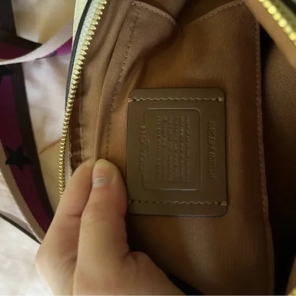 Coach Jes Crossbody Bag Chalk F75818 Pink Strap With Stars
